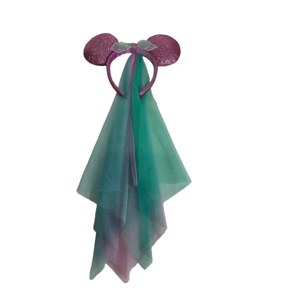 Disney Parks Minnie Mouse Butterfly Fairy Wings Ears Headband with Veil
